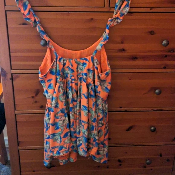 Free People Orange and Blue Floral Dress - Picture 2 of 8
